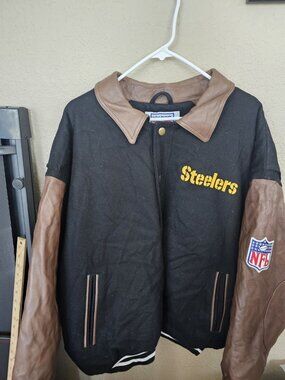 NFL Pro Line Pittsburgh Steelers Wool & Leather Authentic Starter Jacket Size XL